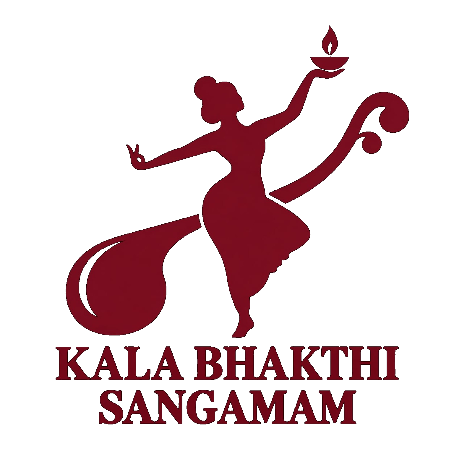 Kala Bhakthi Sangamam logo: a classical dancer holding a lamp, joined with the form of a veena